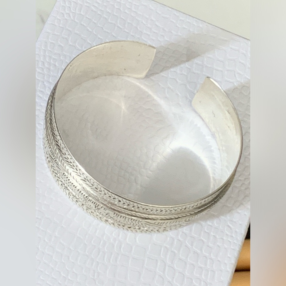 Antique - Real Solid 999 Fine Silver Cuff Bracelet - image 5